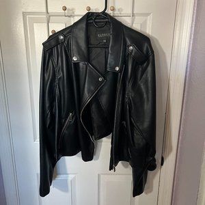 Eloquii Black Soft Leather Jacket with Silver Hardware- Size 26/28